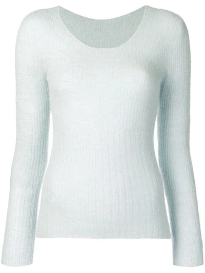 Shop Jacquemus Daa Knitted Pullover - Blue
