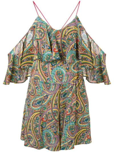 Shop Etro Paisley Print Playsuit In Yellow