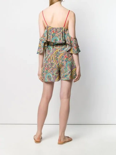 Shop Etro Paisley Print Playsuit In Yellow