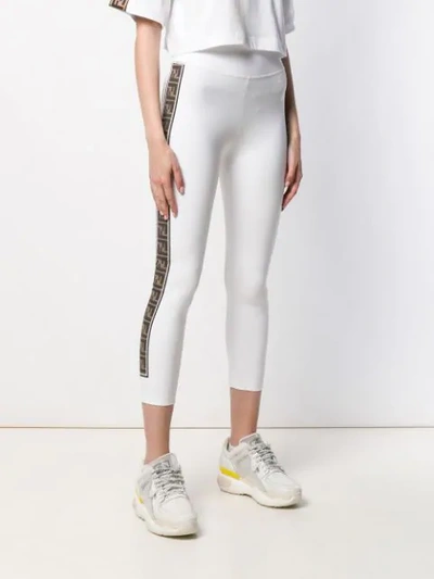 Shop Fendi High-waisted Logo Leggings In White