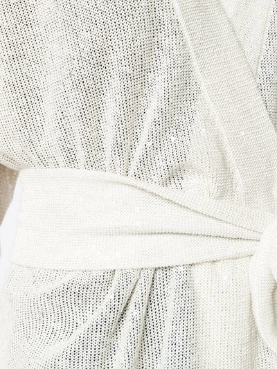 Shop Brunello Cucinelli Tie Waist Cardigan In Neutrals