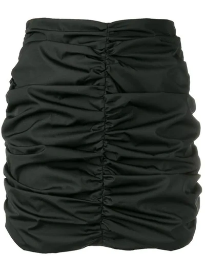 Shop Attico Ruched Mini Skirt In Black