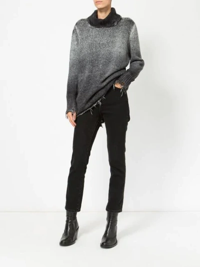 Shop Avant Toi Distressed Overdyed Turtleneck Sweater In Grey