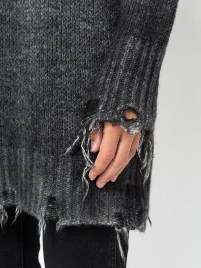 Shop Avant Toi Distressed Overdyed Turtleneck Sweater In Grey