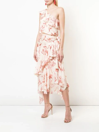 Shop Johanna Ortiz Floral Print Ruffled Dress In Pink