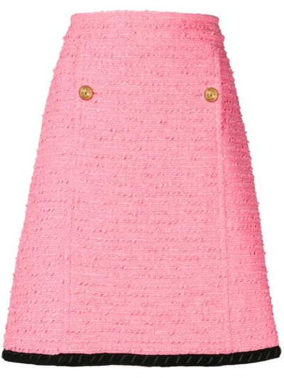 Shop Gucci Tweed A-line Skirt In Pink