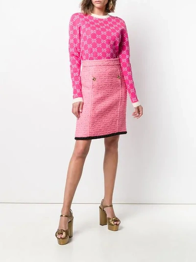 Shop Gucci Tweed A-line Skirt In Pink