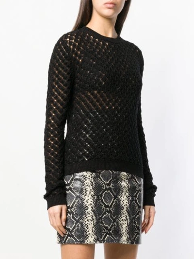 Shop Saint Laurent Glittery Crochet Jumper In Black