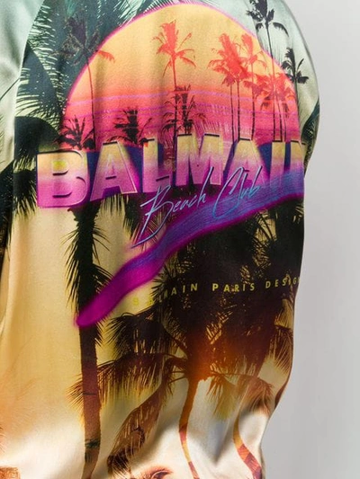 Shop Balmain Sunset Print Bomber Jacket In Yellow