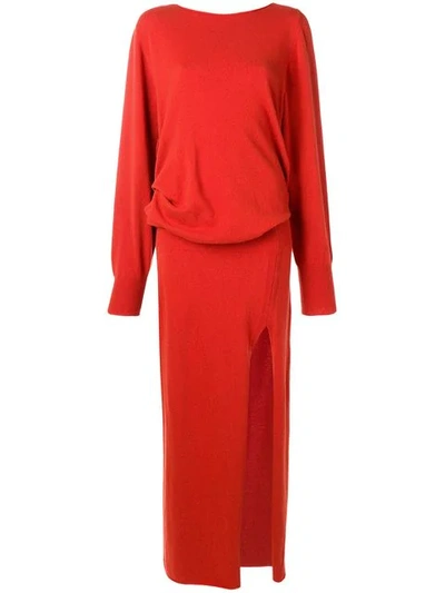 Shop Jacquemus Side Slit Knitted Dress - Orange