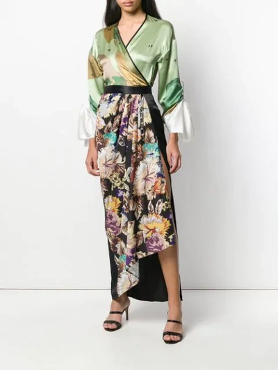 Shop Act N°1 Floral Draped Skirt In Black