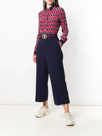 Shop Gucci Stretch Viscose Culotte Pant In Blue