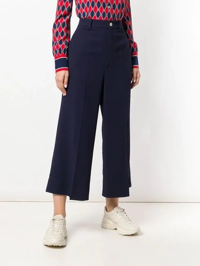 Shop Gucci Stretch Viscose Culotte Pant In Blue