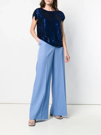 Shop P.a.r.o.s.h Blue Sequin Top In 083 Blue