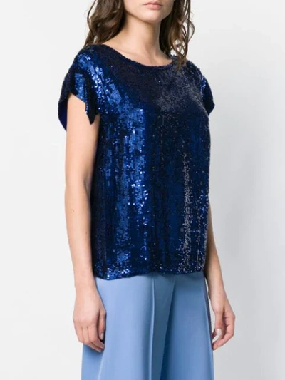 Shop P.a.r.o.s.h Blue Sequin Top In 083 Blue