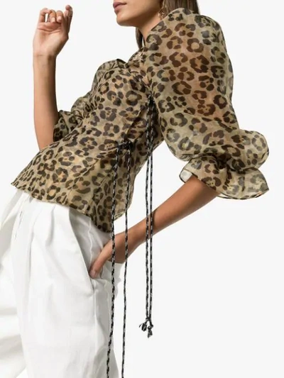 Shop Shrimps Nero Leopard-print Organza Top In Brown