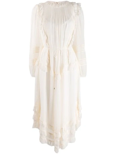 ZIMMERMANN PLEATED RUFFLE DRESS - 白色