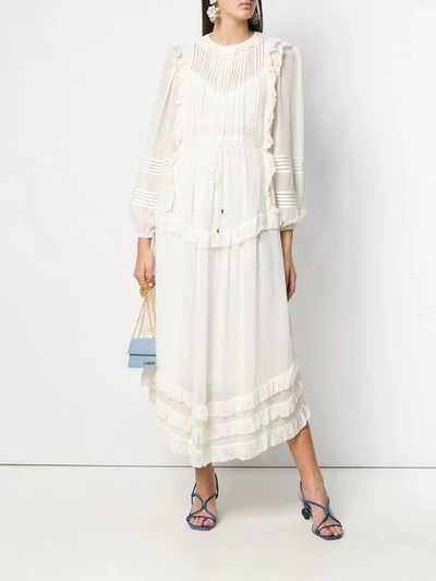 ZIMMERMANN PLEATED RUFFLE DRESS - 白色