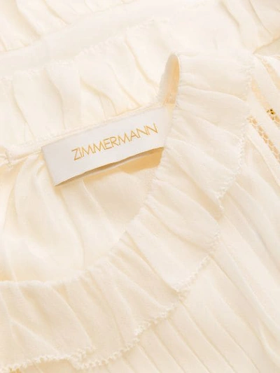 ZIMMERMANN PLEATED RUFFLE DRESS - 白色