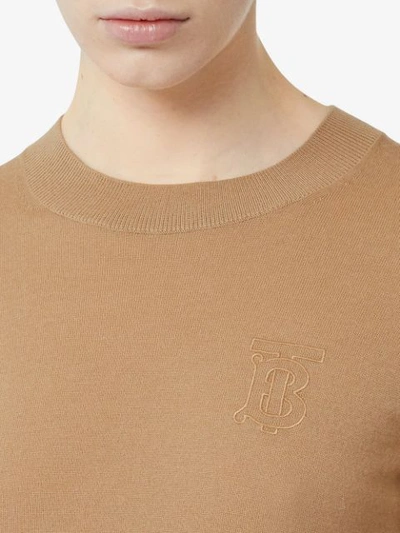 Shop Burberry Monogram Motif Cashmere Top In Neutrals