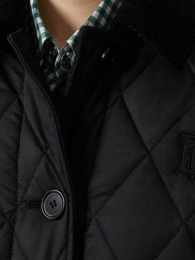 Shop Burberry Detachable Hood Quilted Coat In Black