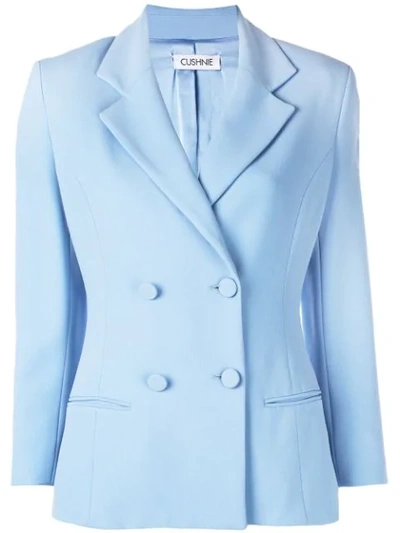 Shop Cushnie Double Breasted Blazer Jacket In Blue