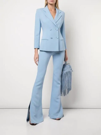 Shop Cushnie Double Breasted Blazer Jacket In Blue