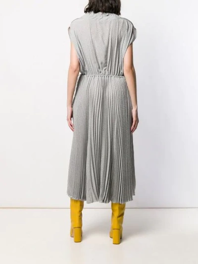 Shop Fendi Toggle Detailed Pleated Dress In Grey