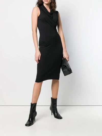 Shop Rick Owens Fitted Midi Dress In Black