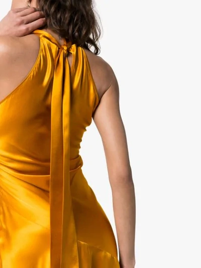 Shop De La Vali Vivienne Halterneck Silk-satin Dress In Yellow