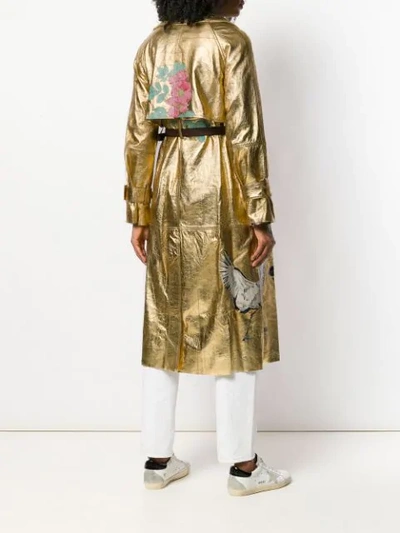 Shop Golden Goose Embossed Double Buttoned Coat In Gold