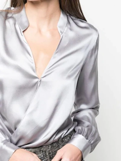Shop L Agence Wrap Style Leotard In Pearlgrey