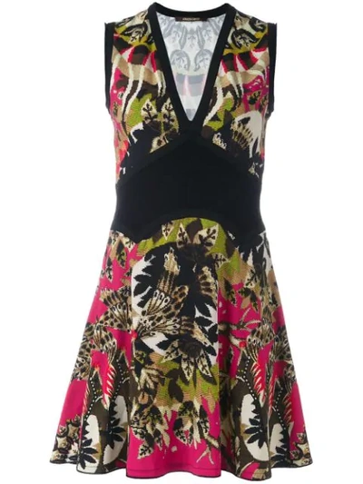 Shop Roberto Cavalli Floral Print Short Dress In Multicolour