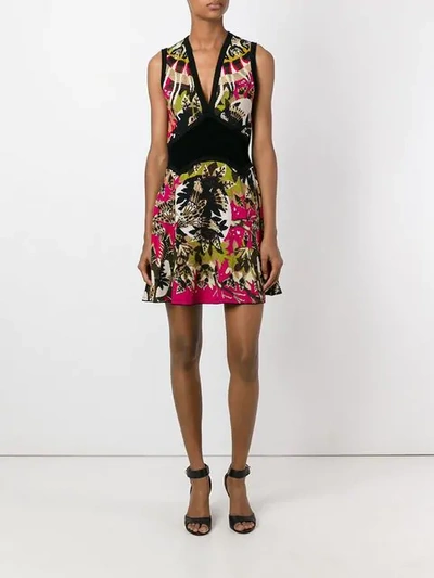Shop Roberto Cavalli Floral Print Short Dress In Multicolour