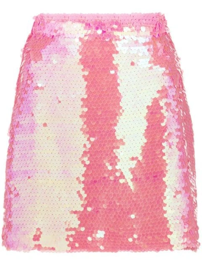 Shop Milly Sequin Embellished Mini Skirt In Pink