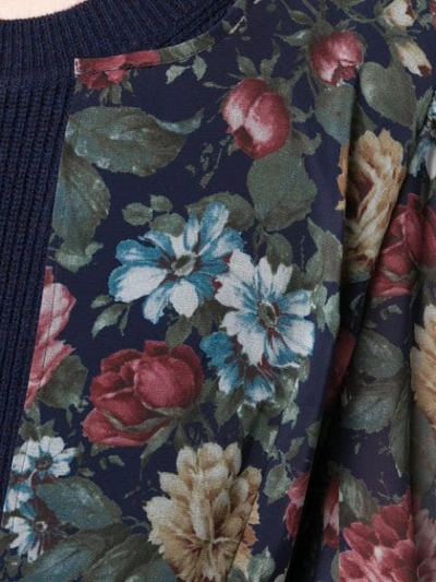 Shop Junya Watanabe Ribbed Knit Sheer Floral Dress In Blue