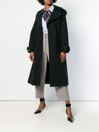 Shop Cedric Charlier Cédric Charlier Belted Midi Trench - Blue