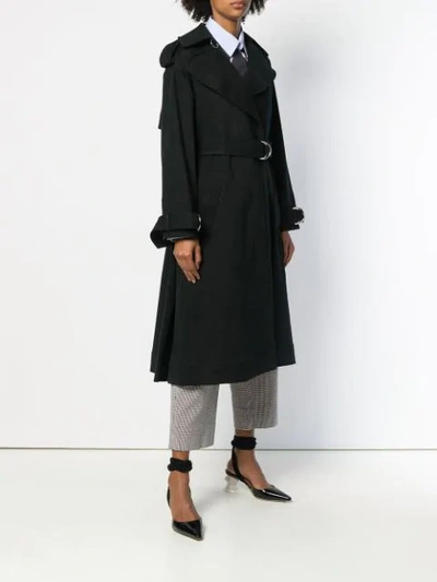 Shop Cedric Charlier Cédric Charlier Belted Midi Trench - Blue