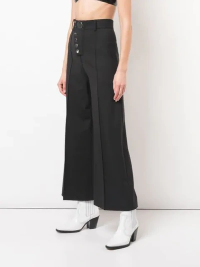 Shop Alexander Wang Snap Front Wide-leg Trousers In Black