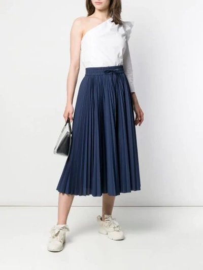 Shop Red Valentino Pleated Mid-length Skirt - Blue