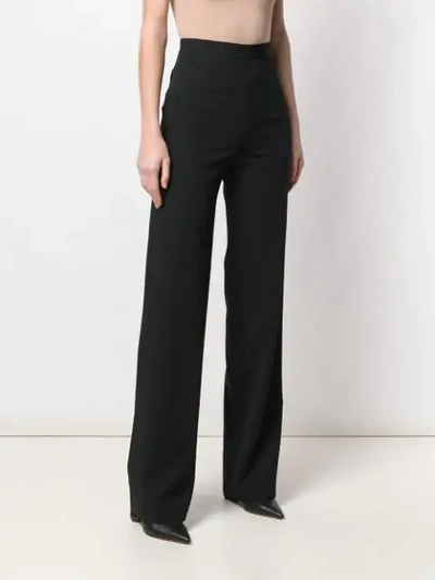 Shop Balmain Wide Leg Trousers In Black