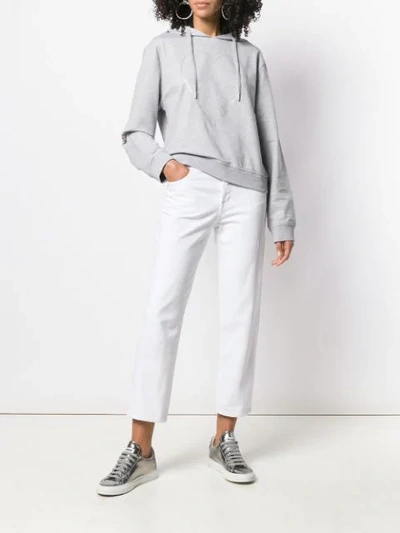 Love Moschino Logo Heart Print Hoodie In Grey