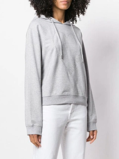 Love Moschino Logo Heart Print Hoodie In Grey