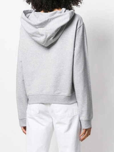 Love Moschino Logo Heart Print Hoodie In Grey