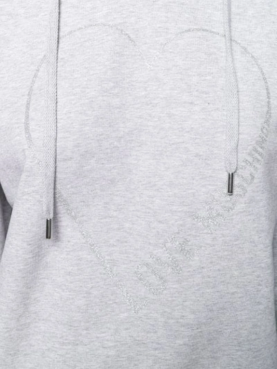 Love Moschino Logo Heart Print Hoodie In Grey