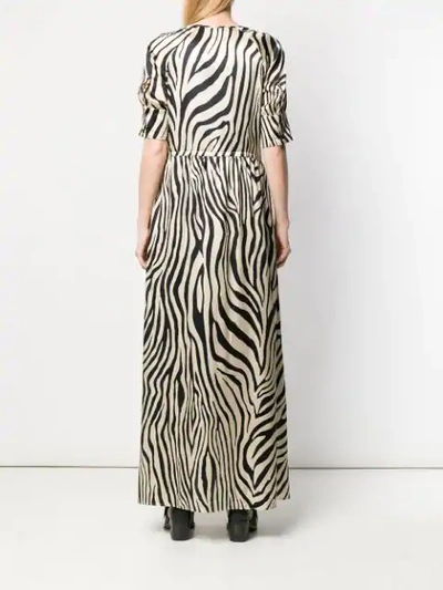 Shop Laneus Zebra Print Flared Maxi Dress In Neutrals