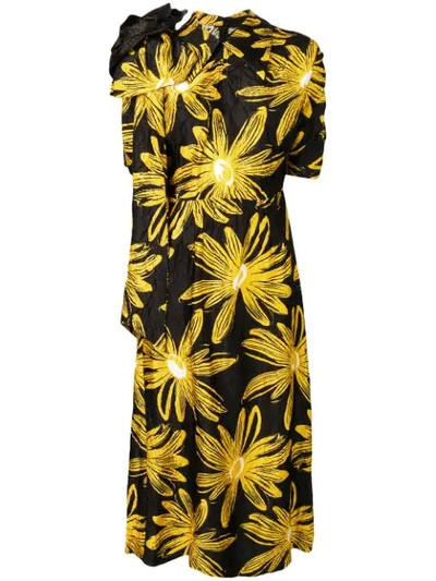 Shop Miu Miu Floral Print Dress In Yellow