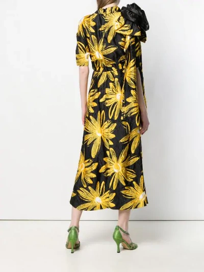 Shop Miu Miu Floral Print Dress In Yellow
