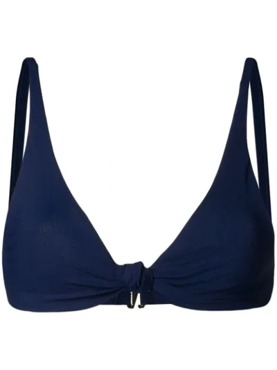 Shop Tory Burch Twist Front Bikini Top In Blue