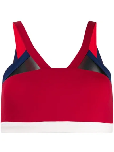 Shop Perfect Moment Mesh-trimmed Sports Bra In Red